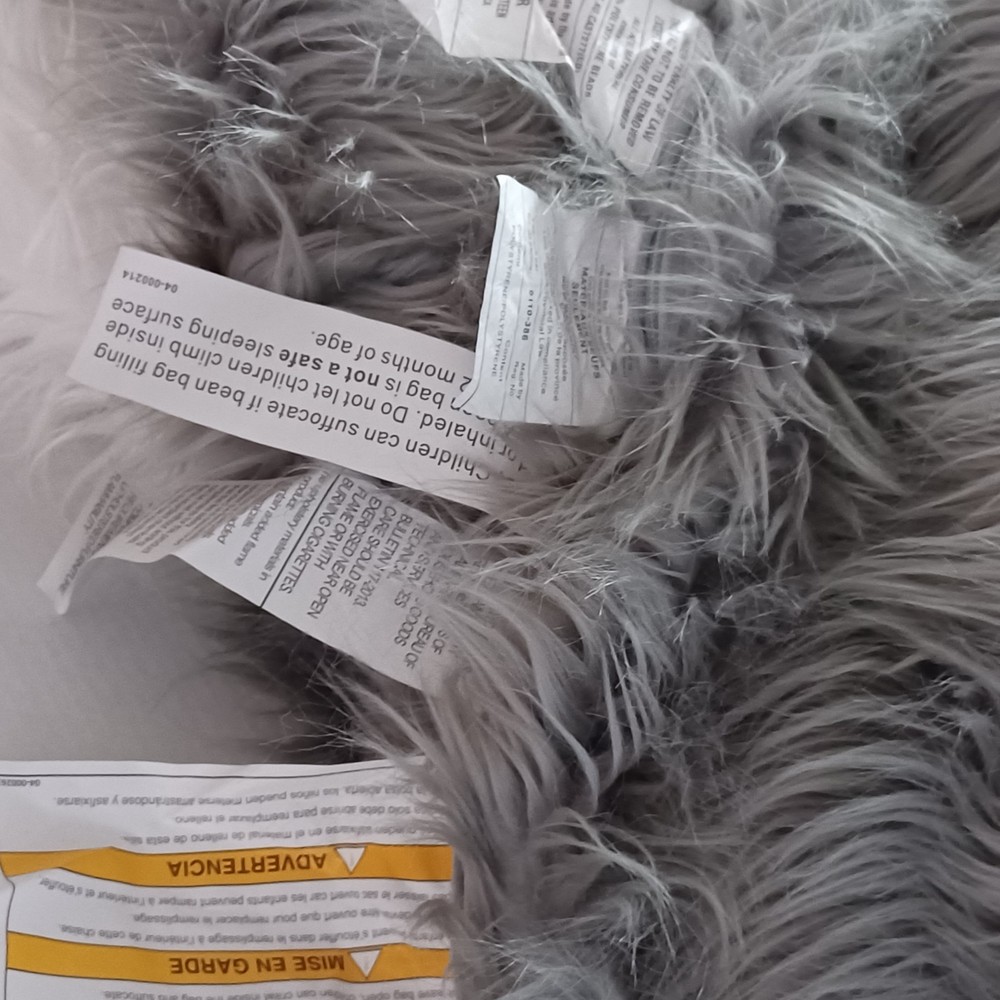 Pottery Barn Teen Snowcone Himalayan Faux Fur Bean Bag Cover Gray White NWT