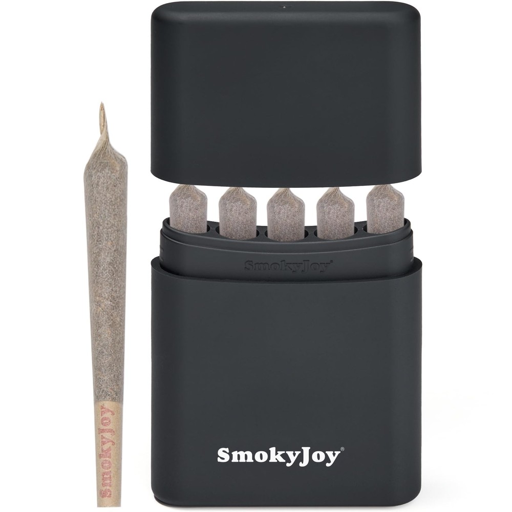 Smell Proof Cigarette Holder Case, 5 Hole Single Pre Roll black