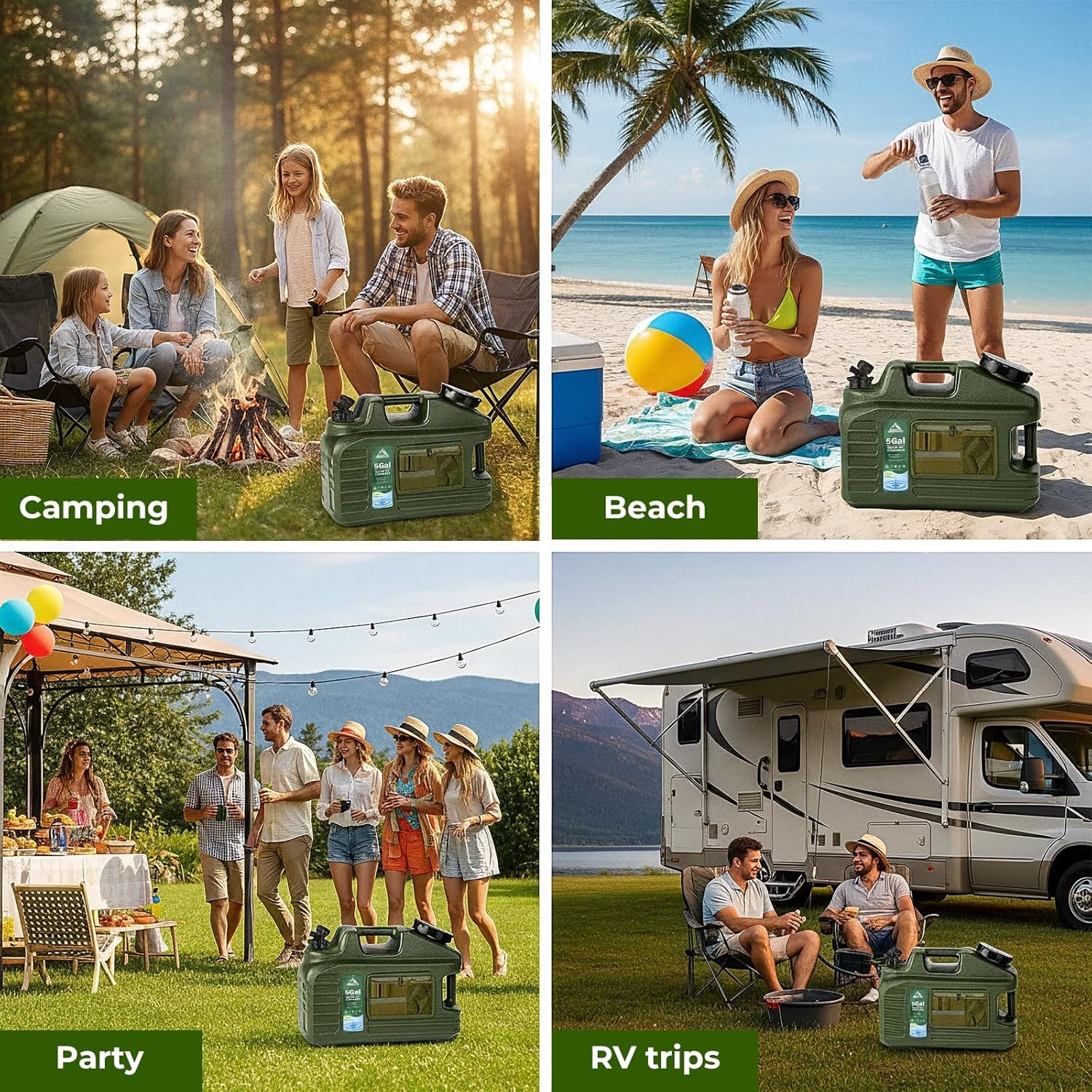 5 Gallon Water Jug, Camping Water Container, BPA Free Portable Water Dispenser w