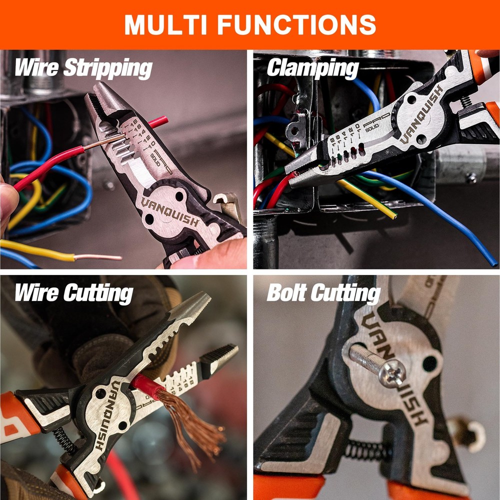 VANQUISH 4 IN 1 Multifunctional Wire Stripper, Cutting Stripping Tool...