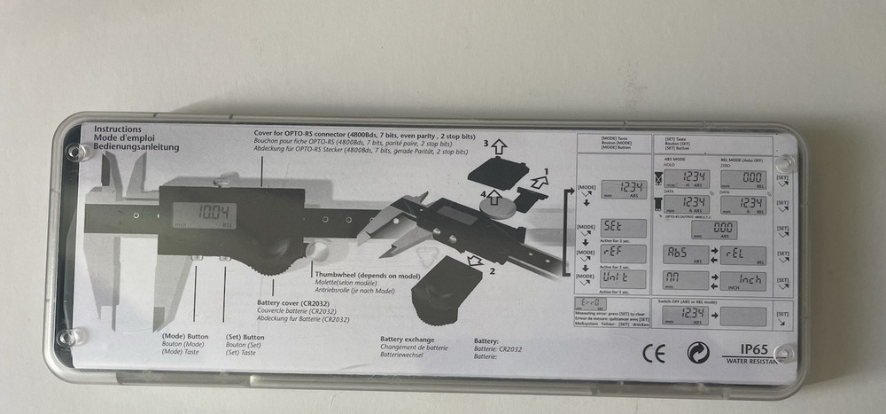Fowler Sylvac S235 Water Resistant Digital Caliper With Case - Powers On