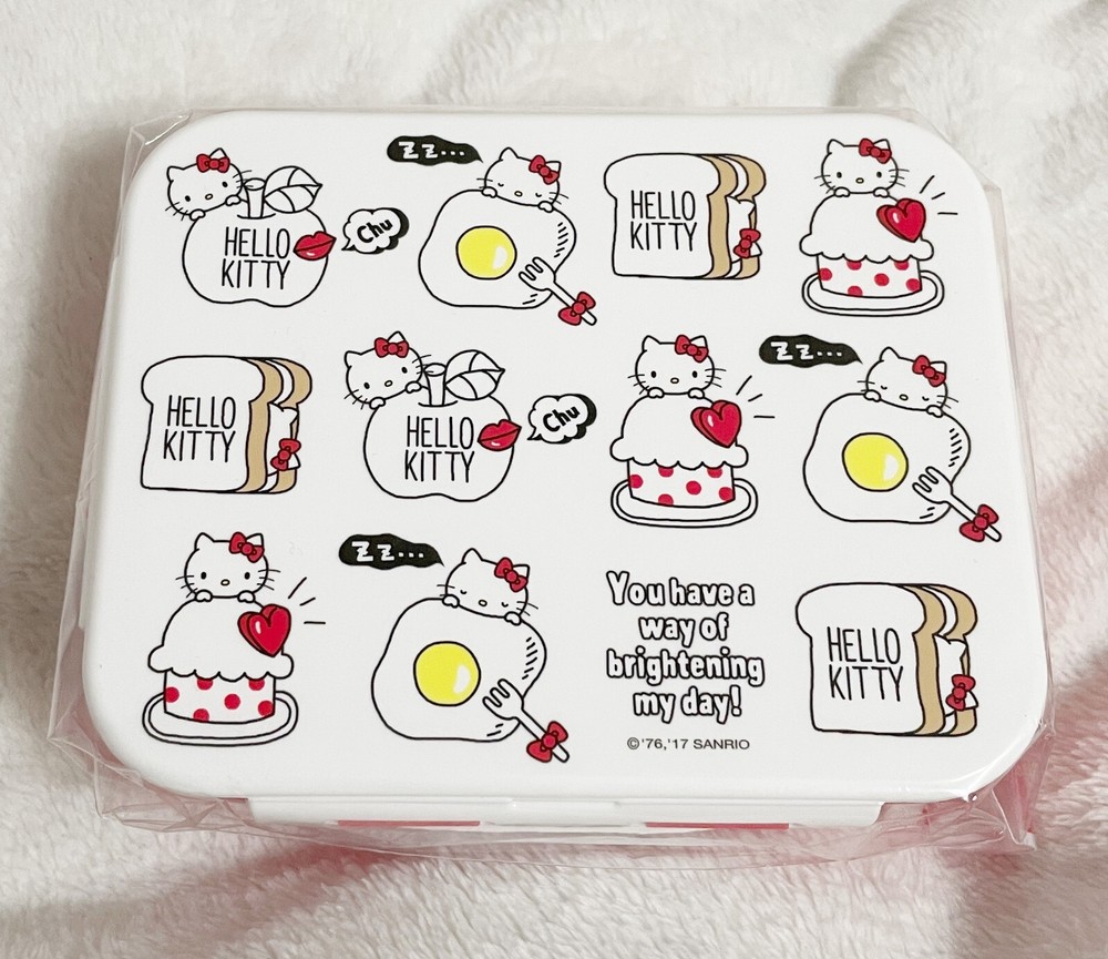 Sanrio, Hello Kitty Bread/Egg Design 2 Tier Plastic Lunch Container with Lid