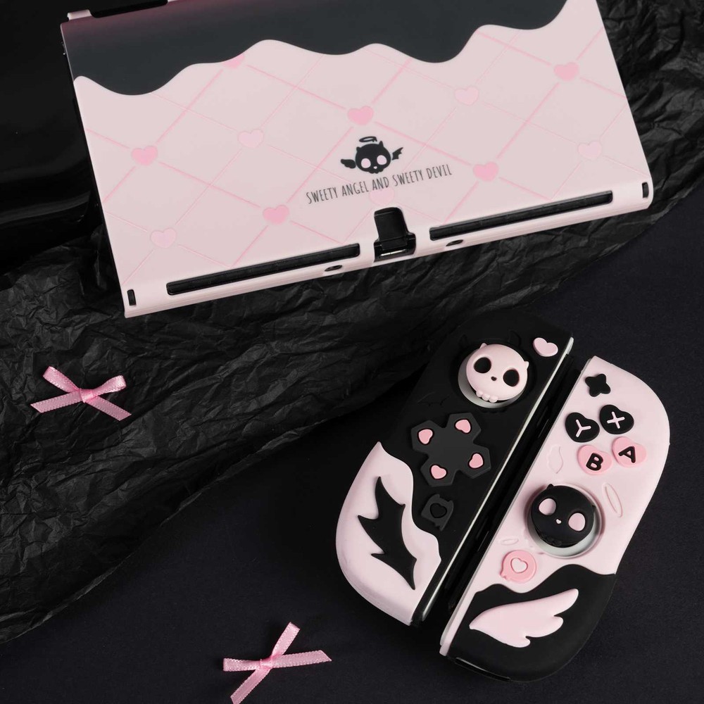 GeekShare Case for Nintendo Switch/OLED HardShell Silicone Joycon Cover Skull