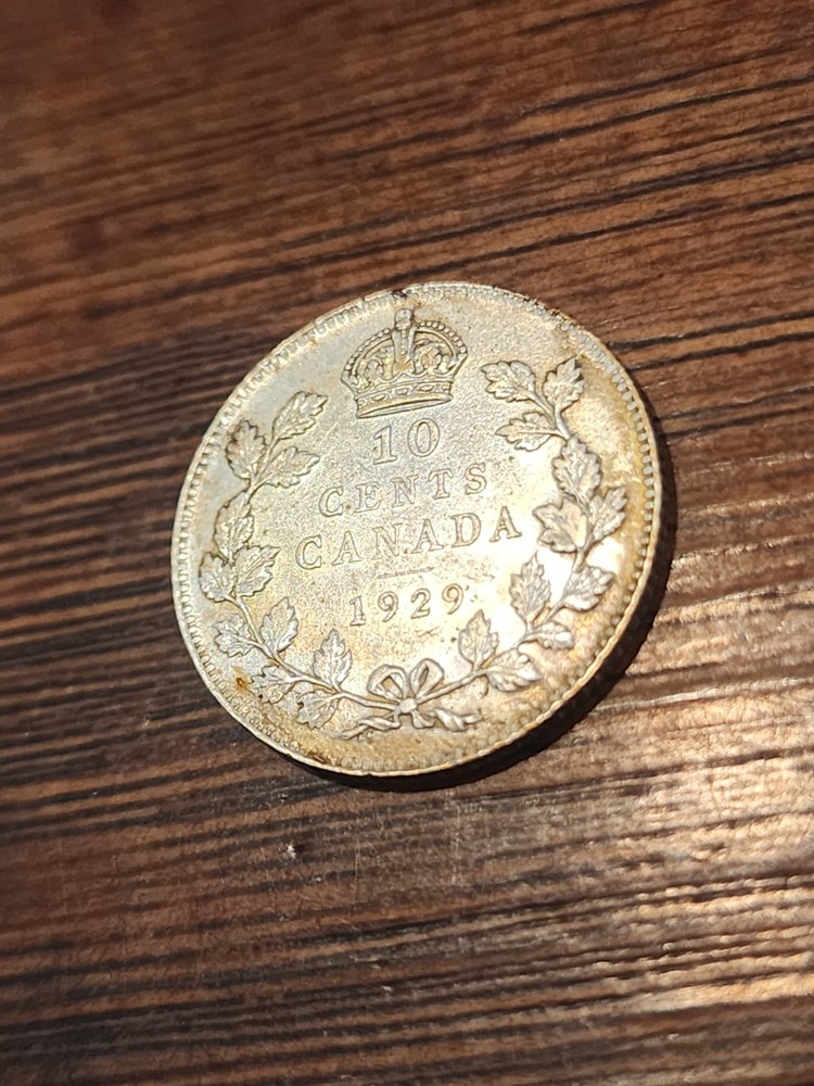 1929 Canada 10 Cents Silver Coin