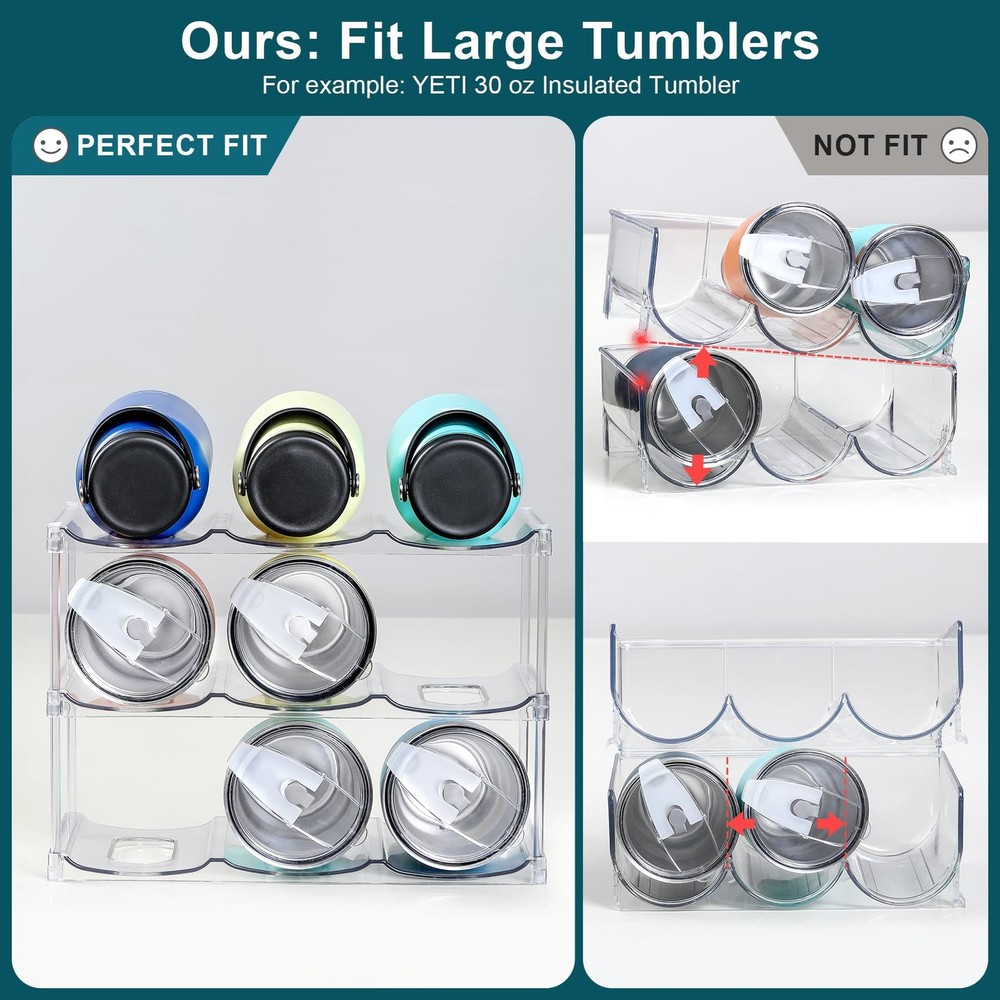 LARGER Compartment - Stackable Water Bottle Organizer Holder - for Stanley & ...