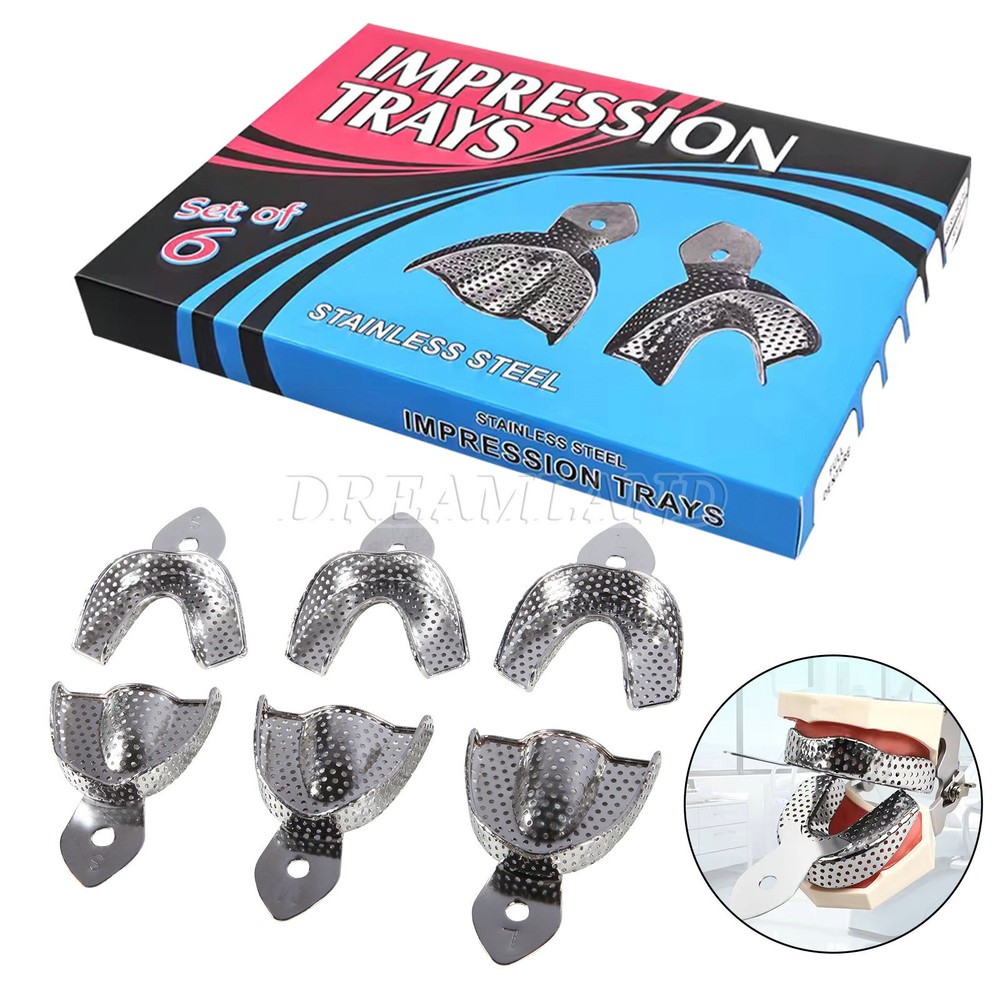 6 Dental Impression Trays set PERFO Denture Instruments