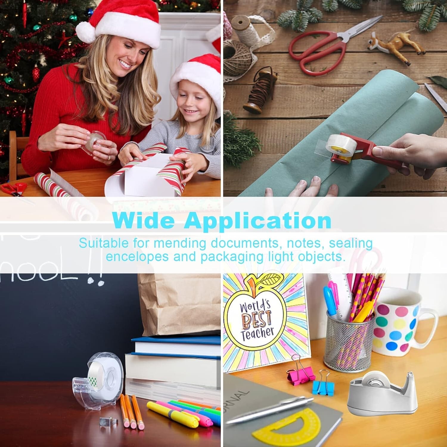 Clear Transparent Tape Rolls 3/4" x 1000" Dispenser Refill 16 Tape Rolls Scotch.