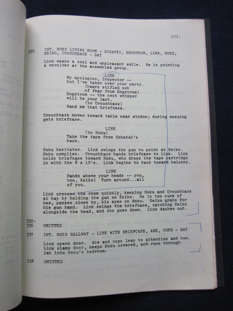 ORIGINAL WILLIAM PETER BLATTY Script MASTERMIND, Actor BRADFORD DILLMAN'S Copy