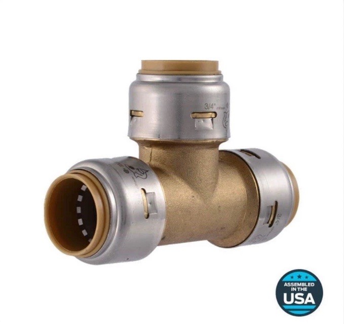 SharkBite MAX 3/4” x 3/4” x 3/4” Push-to-Connect Brass Tee Fitting, UR370A