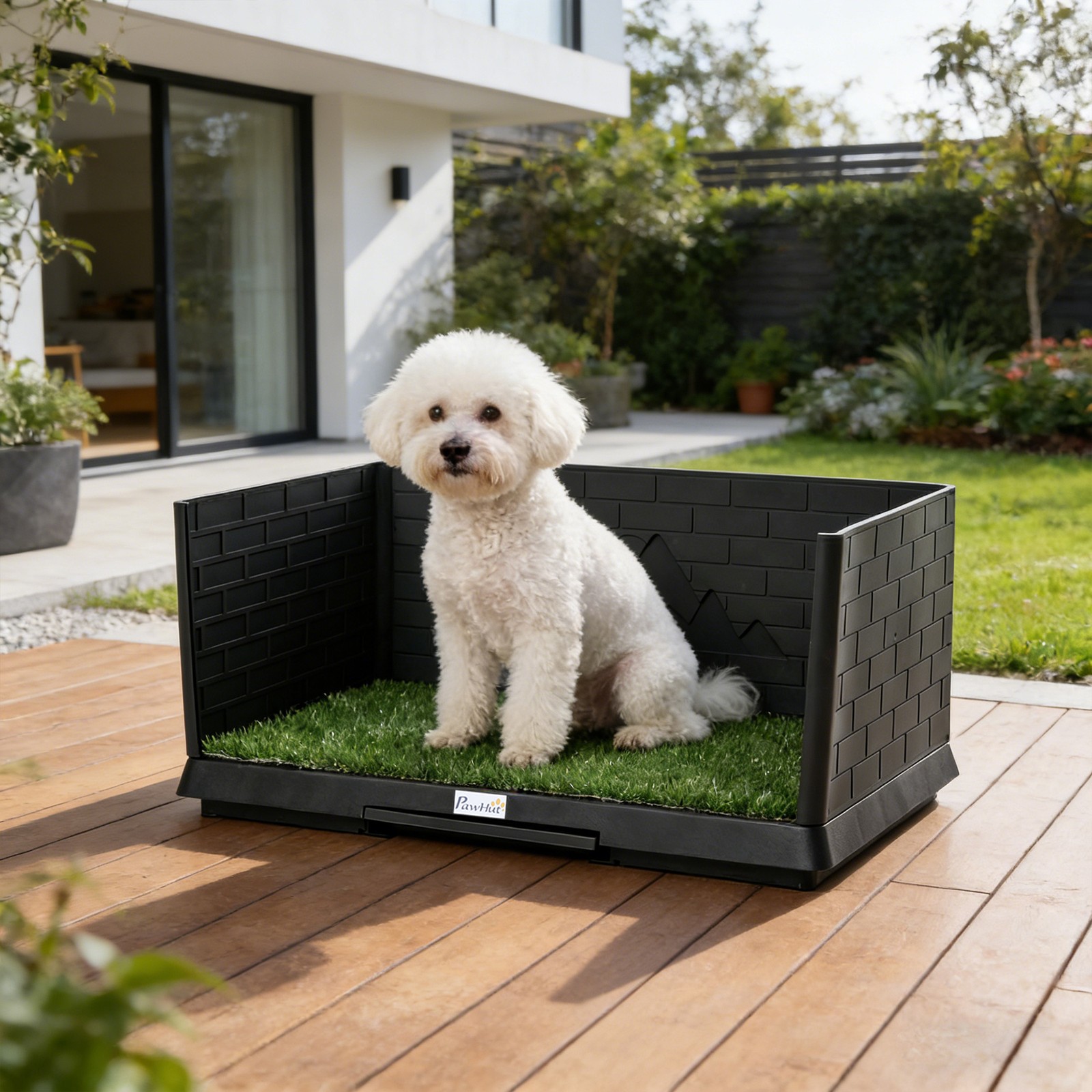 PawHut Dog Grass Pad with High Walls and Tray, Indoor Potty Tray