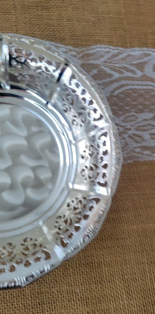 VTG MCM Silver Plated Pierced Footed Bowl Made in West-Germany Tarnish Resistant