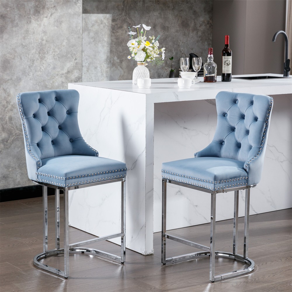 2PCS Bar Stools 26'' Modern Counter Height Barstools Kitchen Dining Chairs