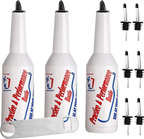3-Pack Bartender Flair Practice Bottles 25oz White Decorative Training Bottles