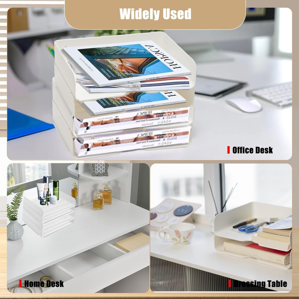 4 Tier Desk Organizer, Stackable Tray Organizer for Document, Letter, A4 File...