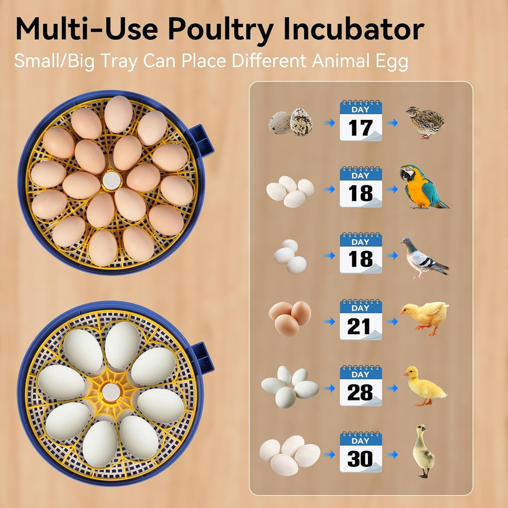 18 Egg Incubators for Hatching Eggs, Chicken Egg Incubator with Automatic Egg Tu