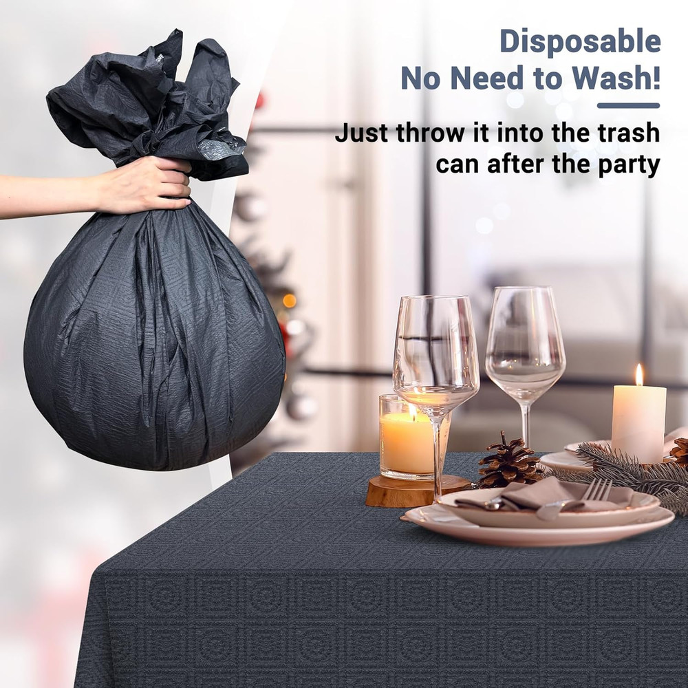 Black Paper Tablecloths for Rectangle Tables 5 Pack, 54''×108'' Disposable Table
