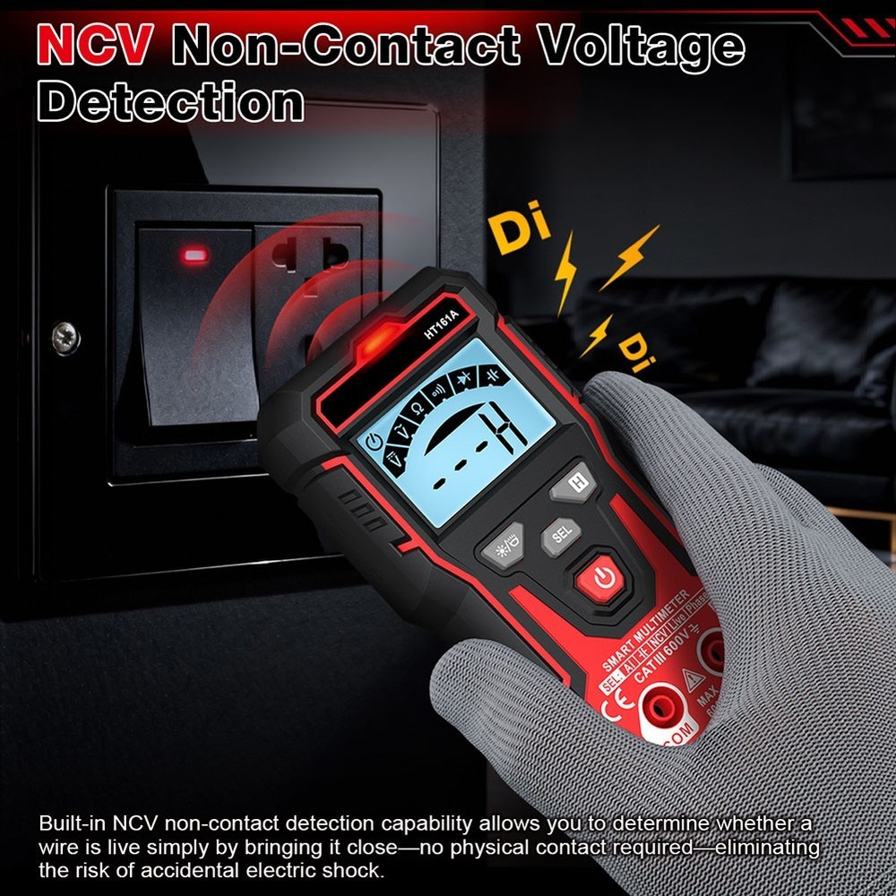 HT161A Auto Range Multimeter 4000 Counts Backlit LCD NCV and Diode Test