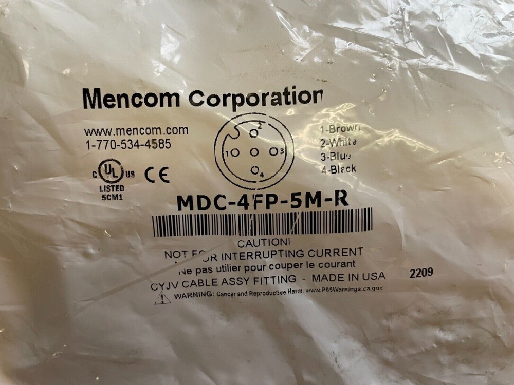 MENCOM-MDC-4FP-5M-R- CYJV Cable ASSY Fitting (NEW)