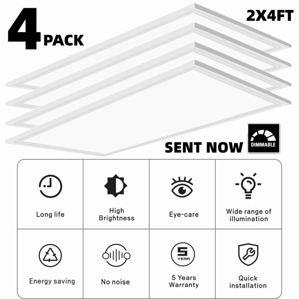 4x2ft LED Flat Panel Recessed Light 8400LM Dimmable Drop Ceiling Troffer Fixture