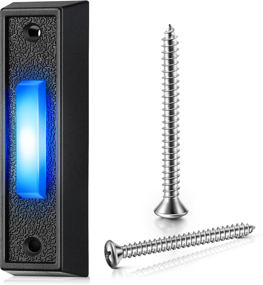 Lighted Doorbell Button, Wall Mounted Garage Door Switch with Bule LED Light Com