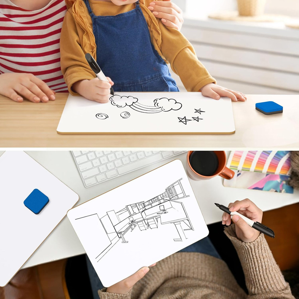 Small White Board 2 Pack Dry Erase Boards, 9''X 12'' Mini White Board Double Sid