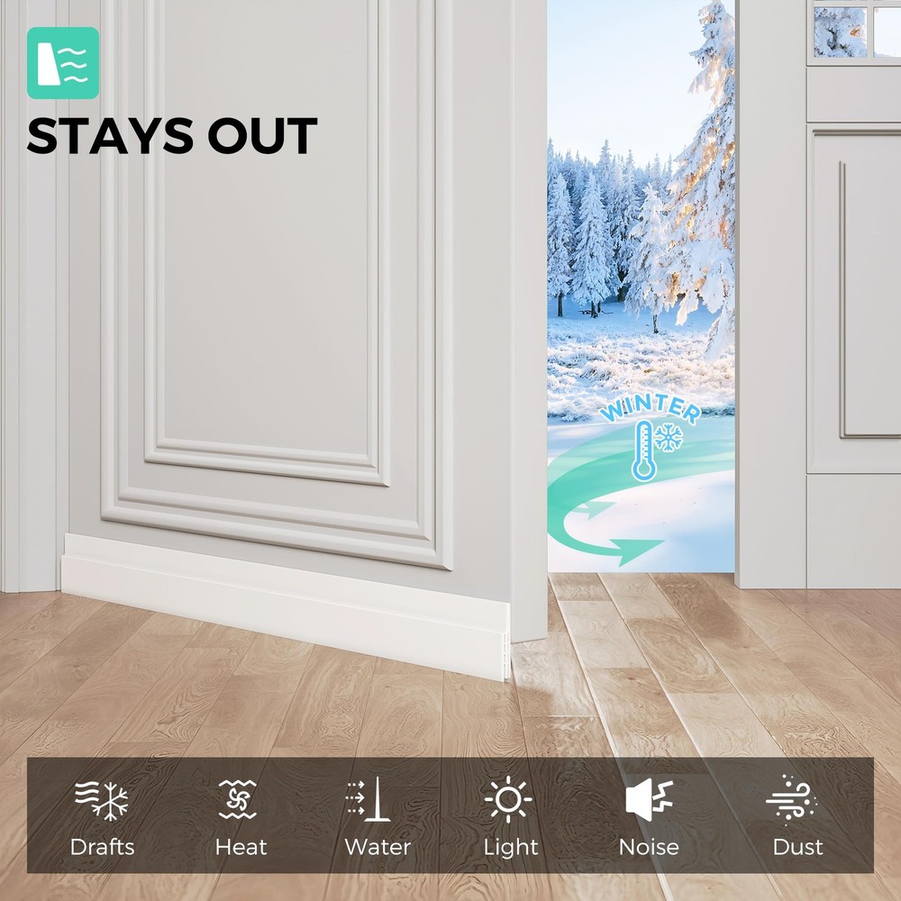 Hojoy 2 Pack Under Door Draft Stopper, Adjustable Sweep 2 Pack, White