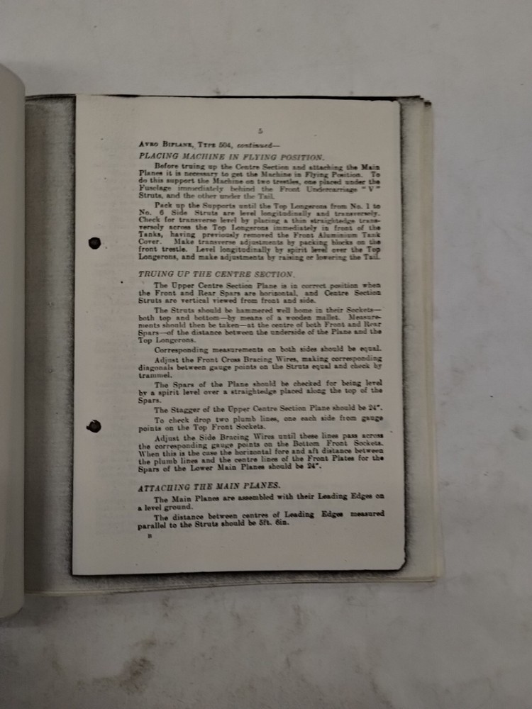 Avro Biplane Type 504 Rigging Notes-Copy