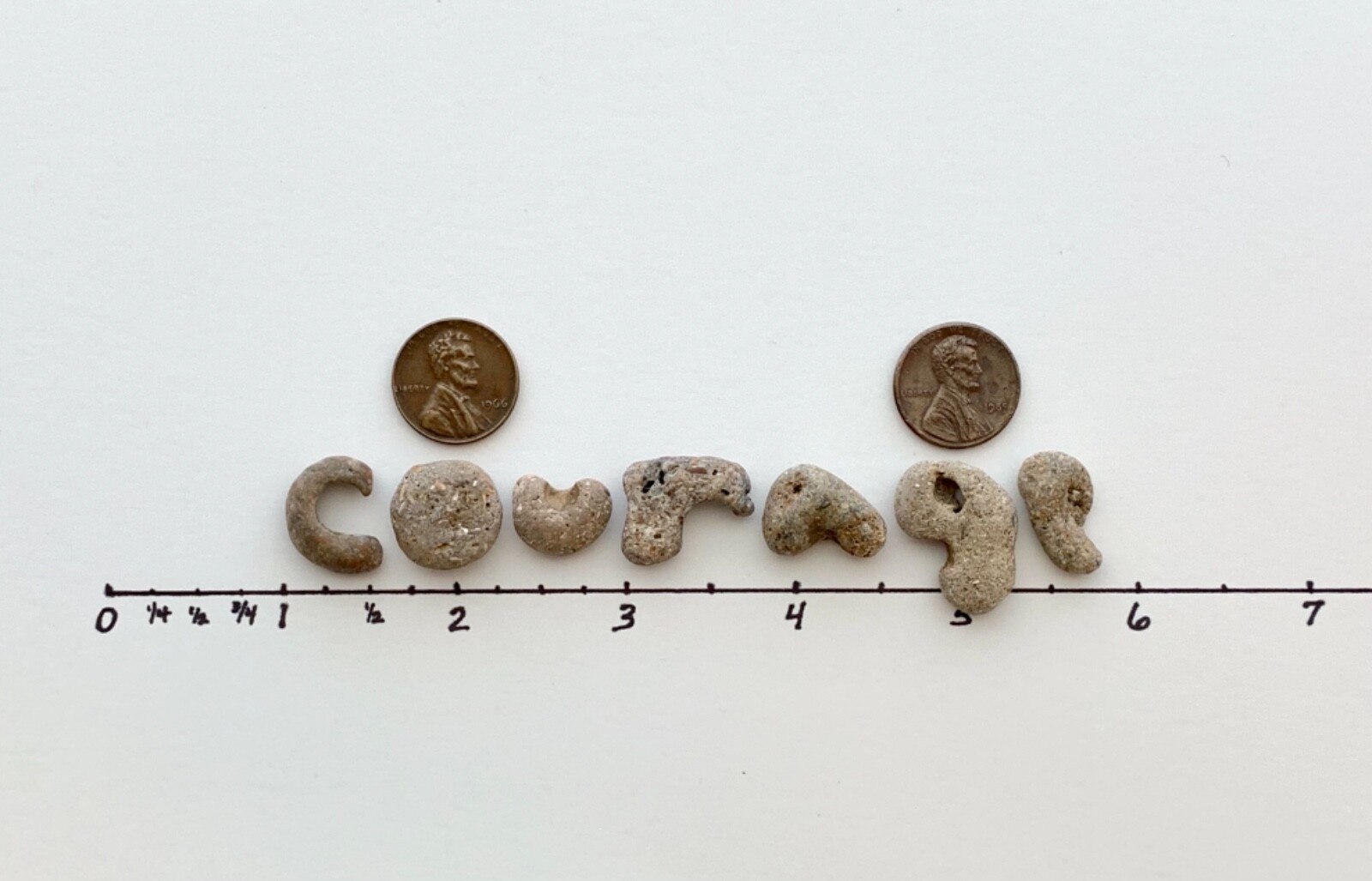 COURAGE Rocks Beach Stones Word Sign Natural Letter Shaped Pebble art craft USA