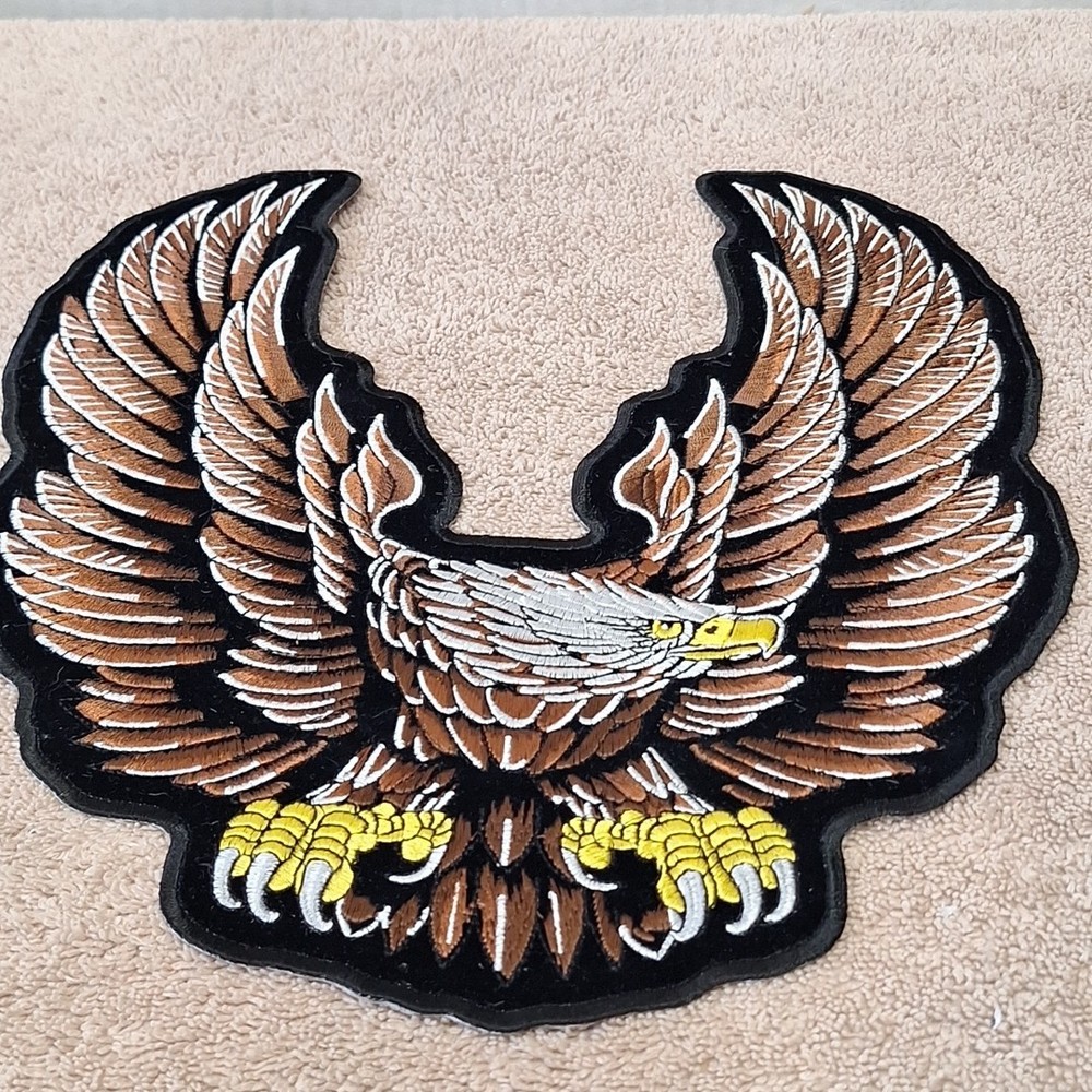 Eagle Biker Patch Large Embroidered Iron On 11" x 9.5"