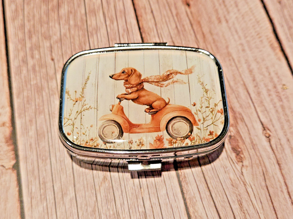 Dachshund Pill Box 2 Compartment New