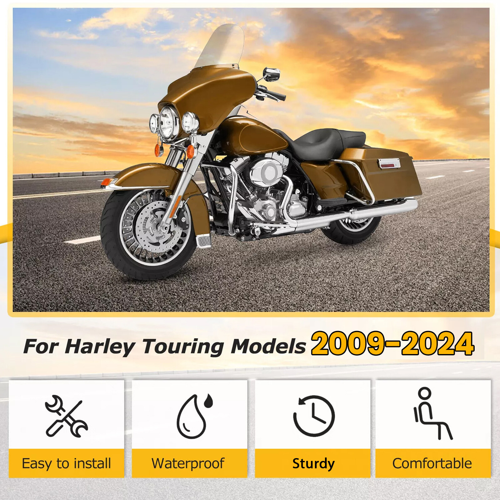 28" Passenger Backrest Sissy Bar For Harley Touring Electra Glide 2009 -2024