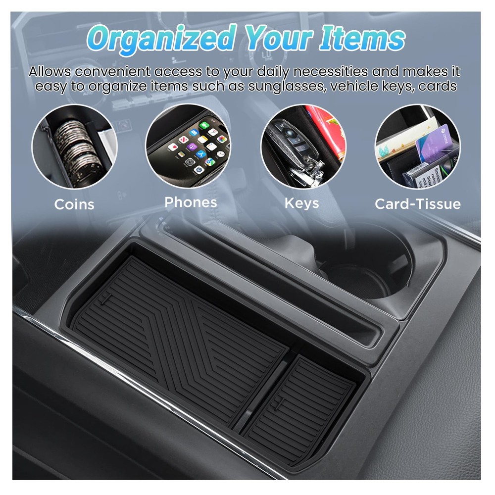 Sinminou Center Console Organizer Compatible Lid 2PC, Black