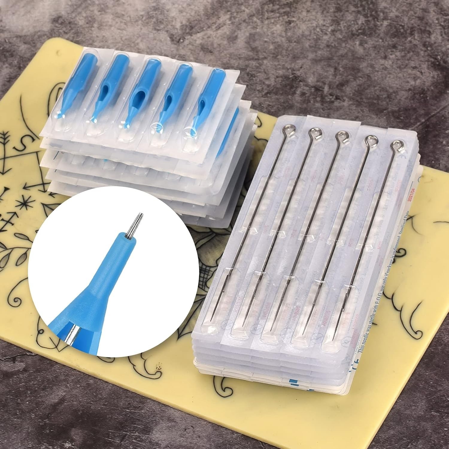 Professional Tattoo Needles and Tips Set - 100 Sterilized Disposable Assorted