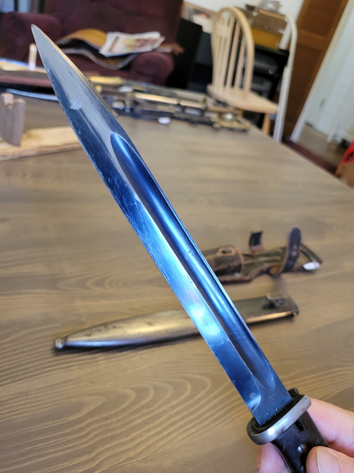 EXCELLENT WWII German K98 Combat Bayonet by WKC Matching Numbers w/Frog!