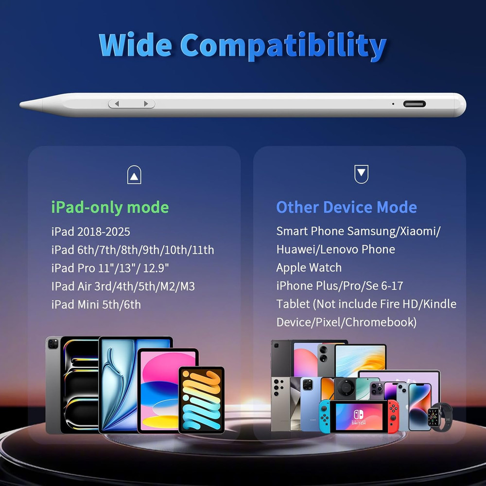 iPhone iPad Pencil for iOS & Android Touch Screens, New Designed 15 Mins Fast Ch