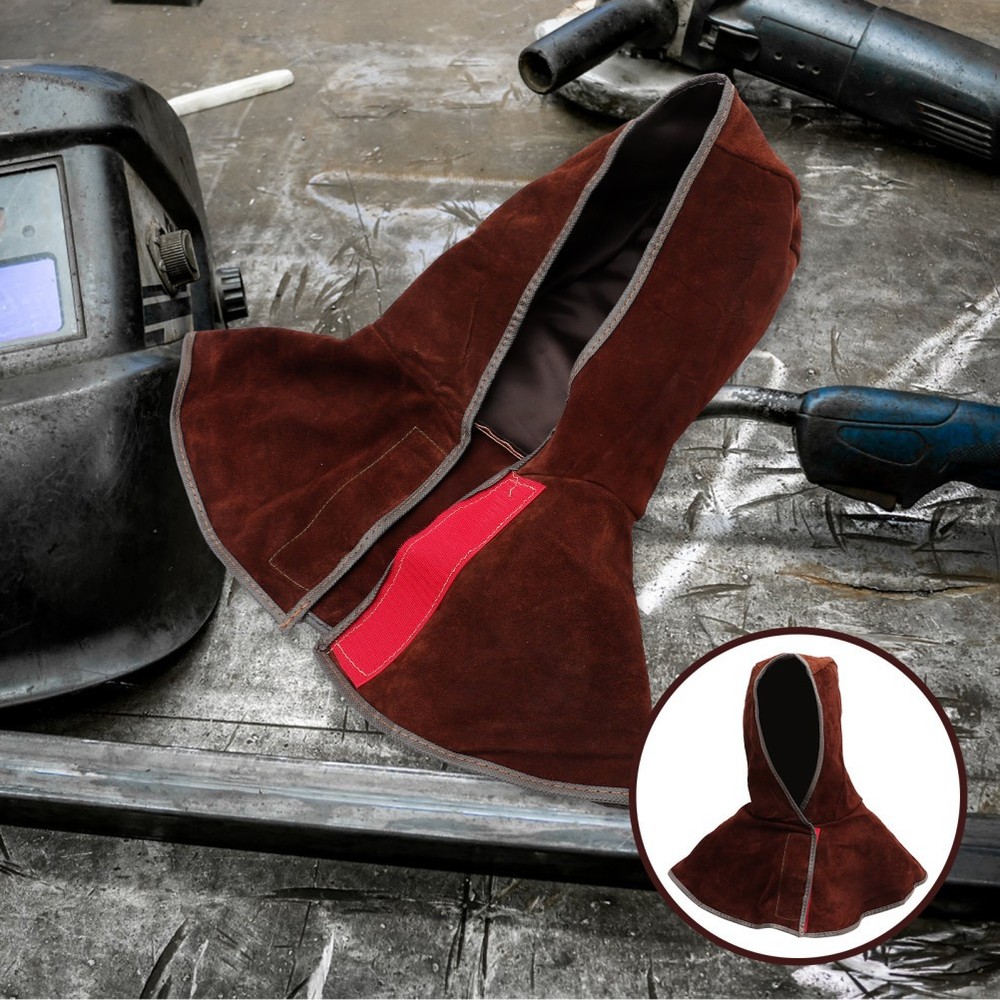 Welding Protective Cap Cowhide Hood with Neck Drape for Work