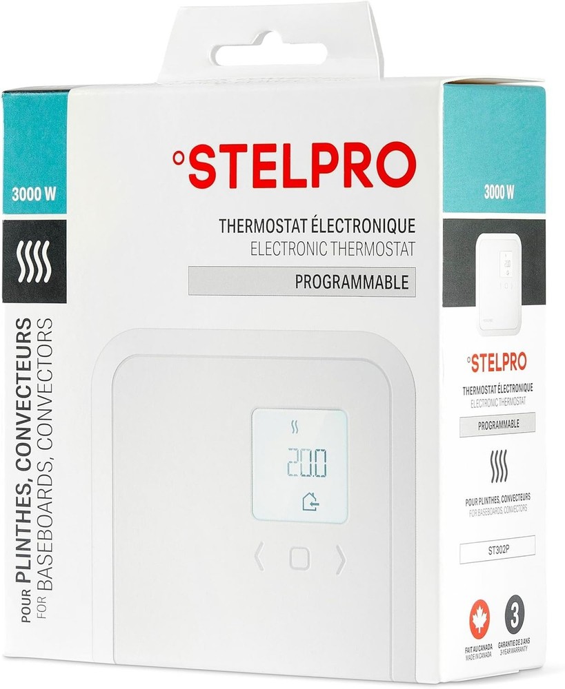 Stelpro Programmable Electronic Thermostat for Baseboards and Convectors, Acc...