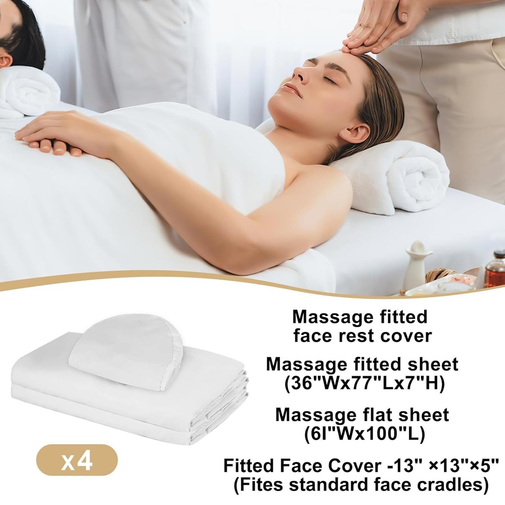 4 Sets Premium Microfiber Massage Table Sheets Set 3 Piece Set Includes