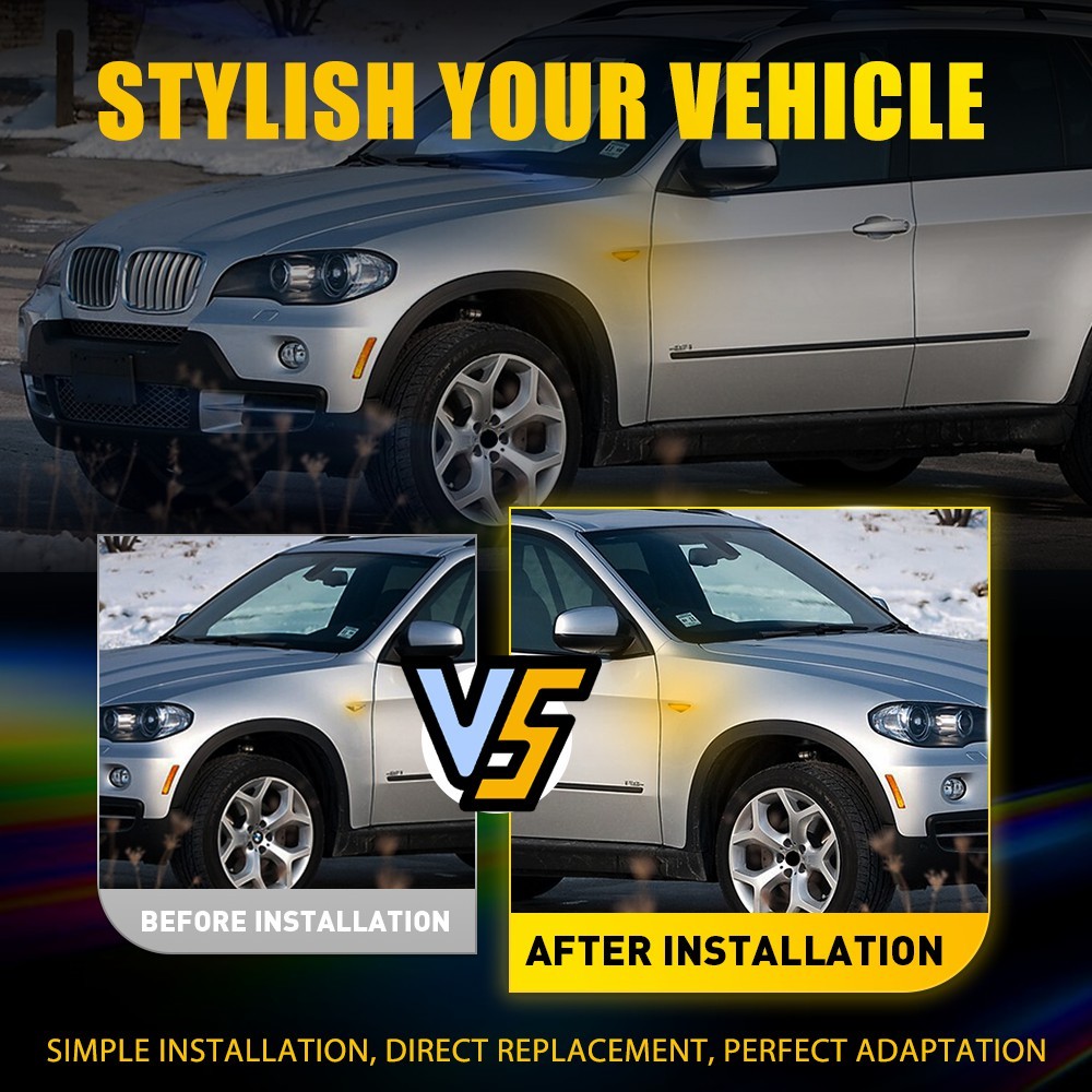 Smoked LED Fender Side Marker Light Turn Signal For BMW X3 F25 X5 E70 X6 E71 E72