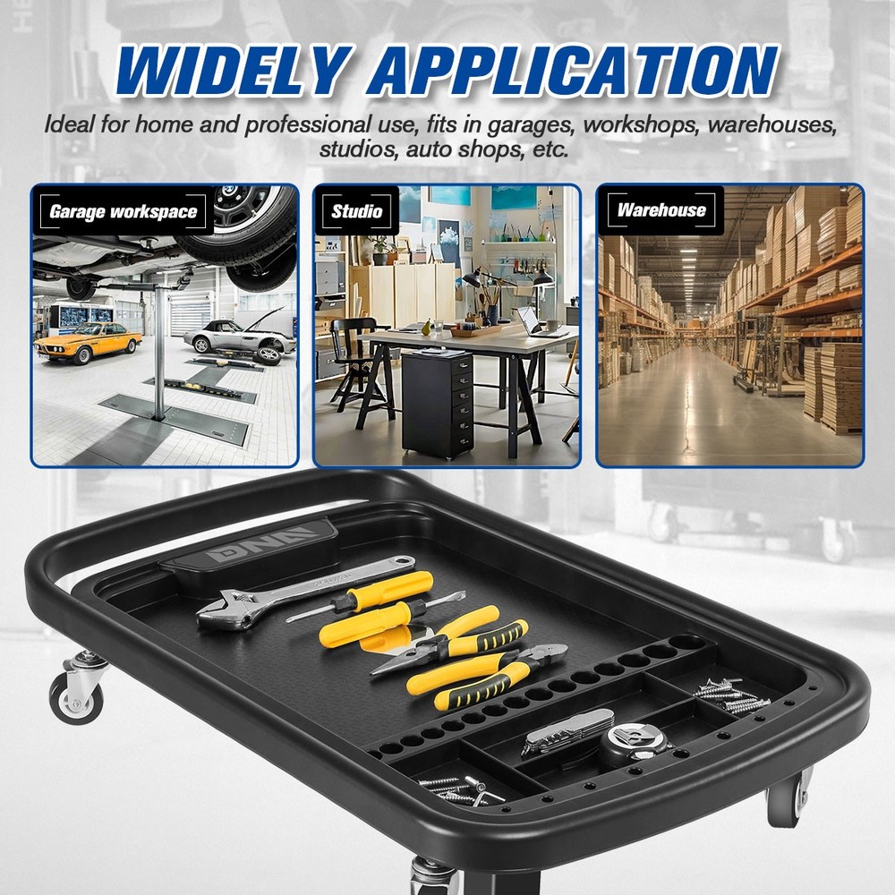 2-In-1 Adjustable Sturdy Durable w/ 360° Rolling Casters Storage Working Table