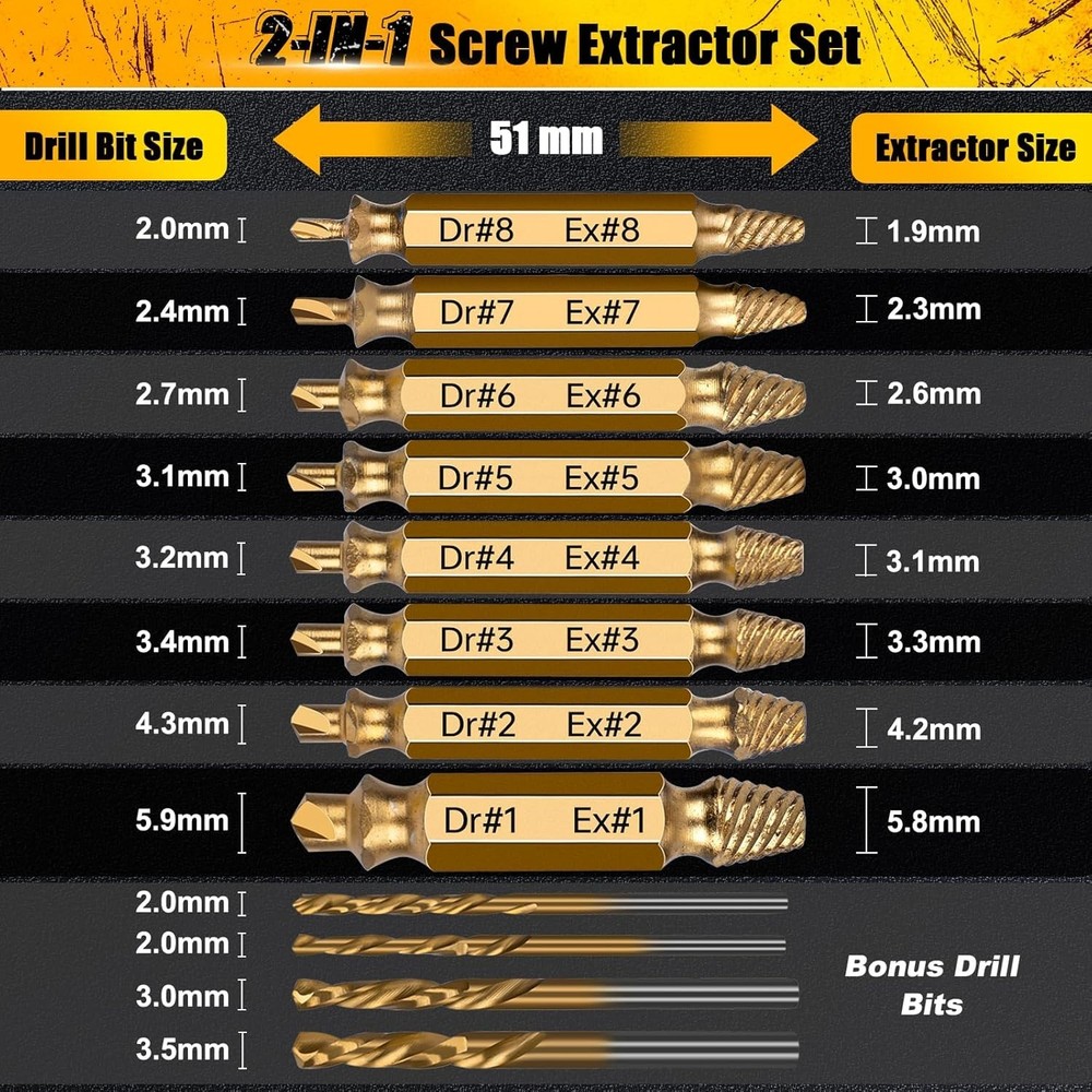 13-Pcs Screw Extractor Set Easy Out Drill Bits Set for Removing Stripped Screws