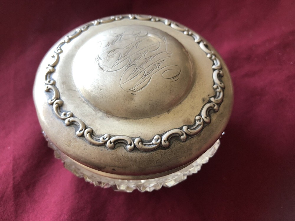 Antique Sterling Covered Glass Jar