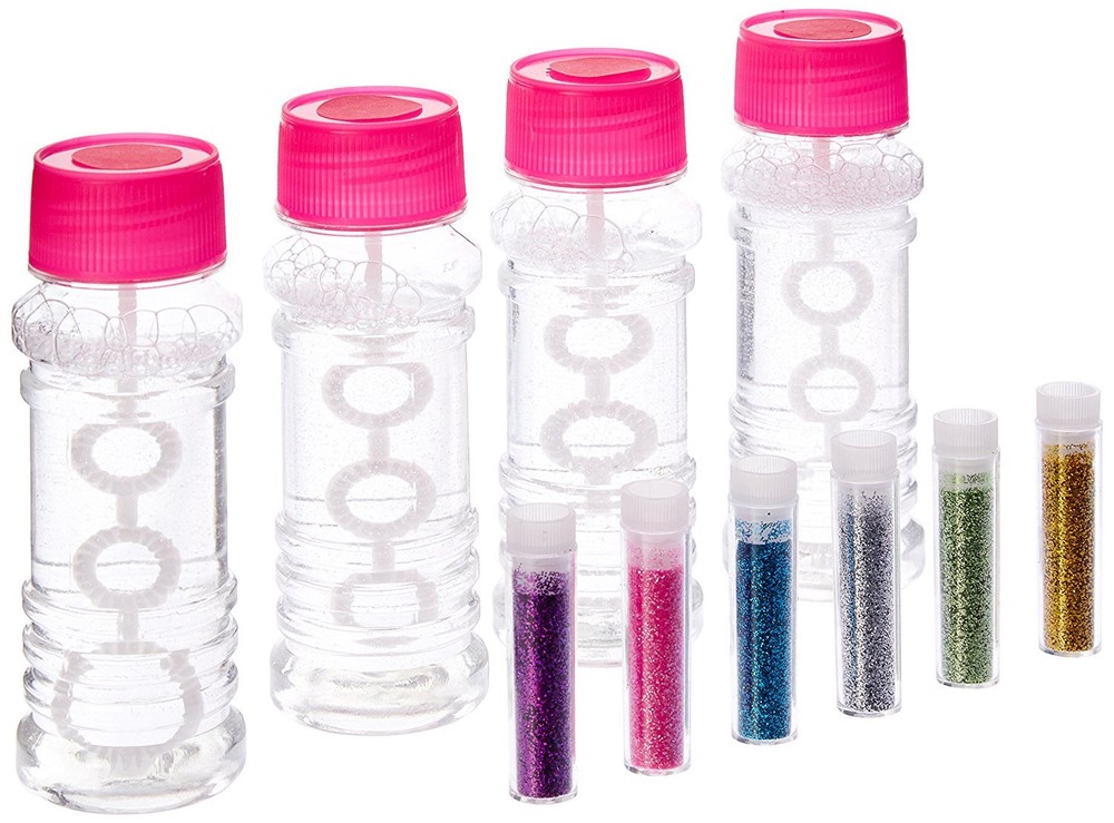 BubbleJazz DIY Glitter Blow Bubbles 4-pack Kit
