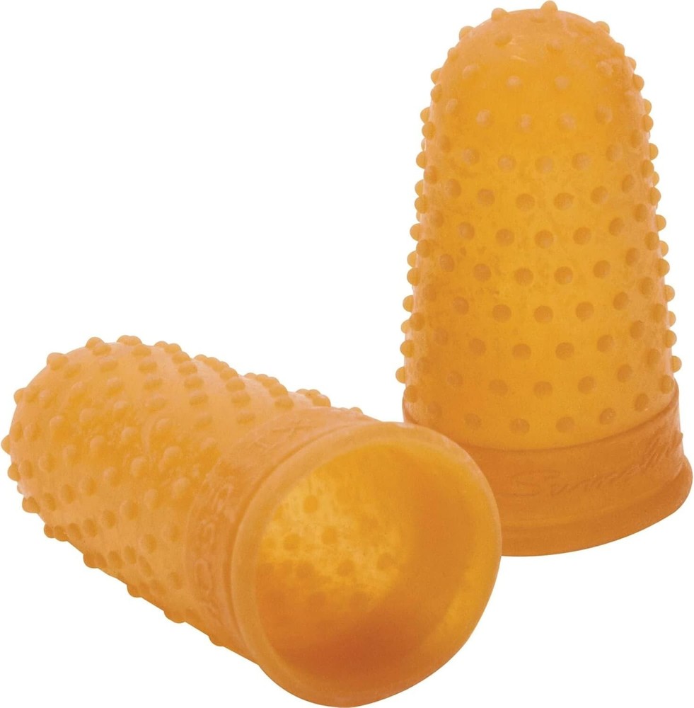Extra Thick Rubber Finger Tips - 12 Count, Amber, Medium/Large for Comfort