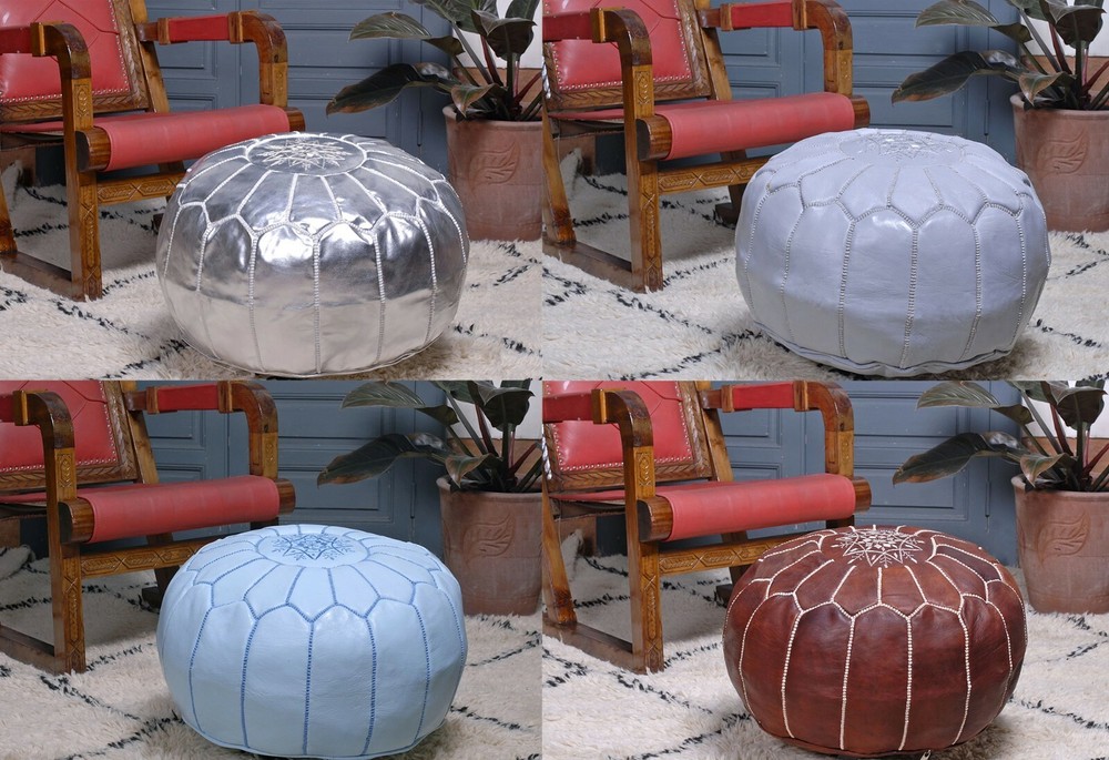 Top Moroccan leather Pouf ottoman available in many colors 