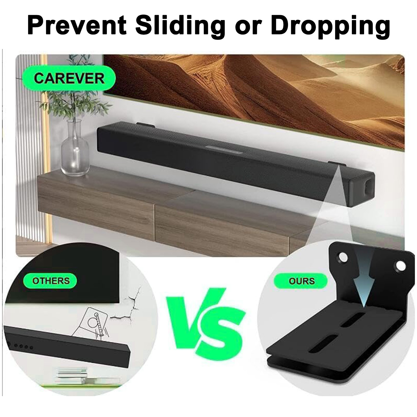 Universal Soundbar Wall Mount Speaker Bracket for Samsung, Sony, LG, Vizio, JBL