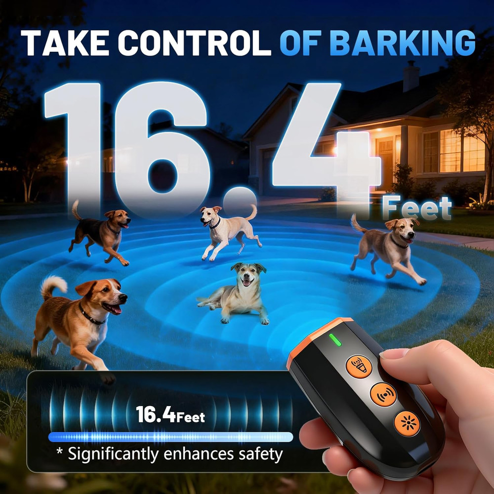Mini Dog Bark Deterrent Device, Handheld Ultrasonic Bark Control with LED Light