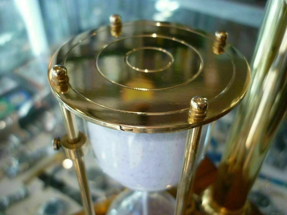 VINTAGE NAUTICAL HANGING SOLID BRASS SAND TIMER MARITIME HOURGLASS