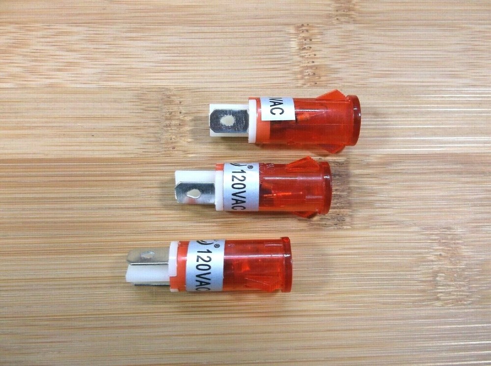 3 BBT 120 volt Push-In Red LED Indicator Lights