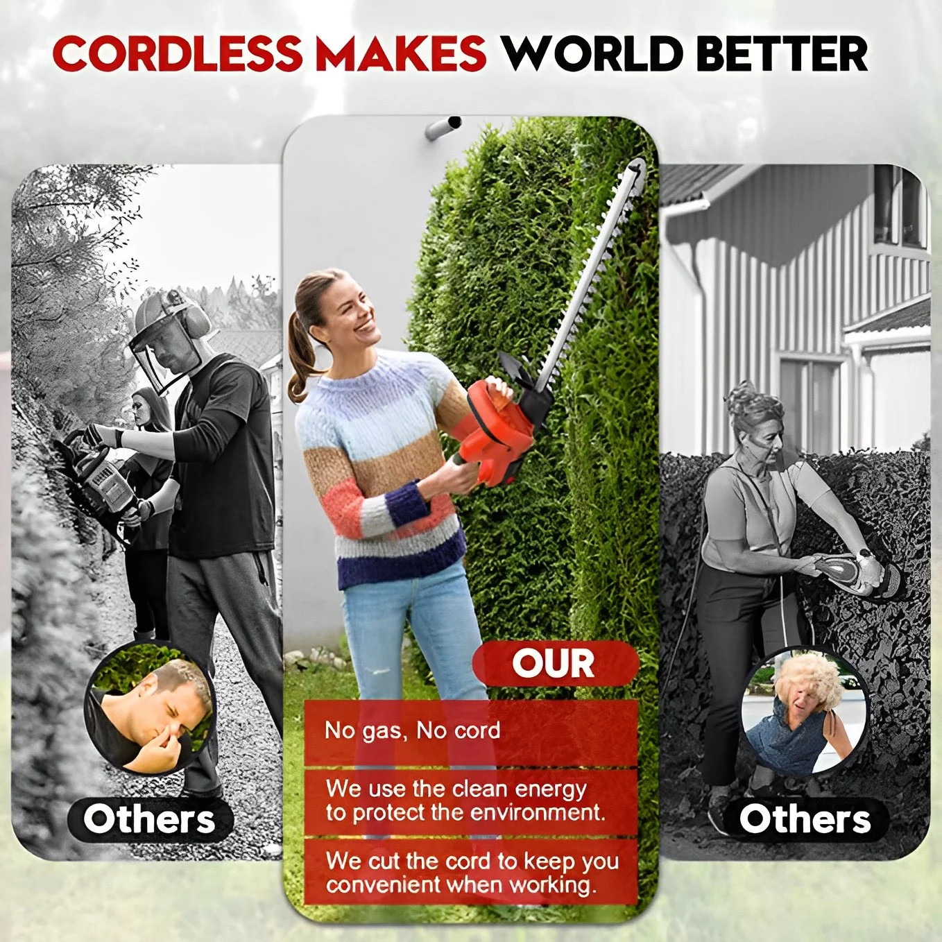 22Inch Cordless Hedge Trimmer Cordless Electric Hedge Trimmer w/2* 24V Battery